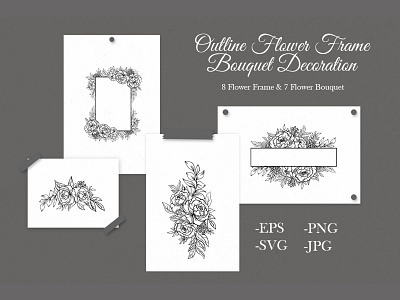 Outline flower frame bouquet decoration decoration design flower graphic design illustration logo outline rose