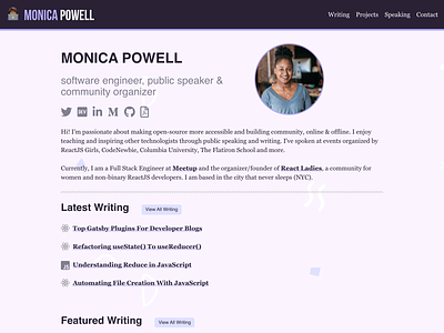 www.aboutmonica.com branding portfolio website