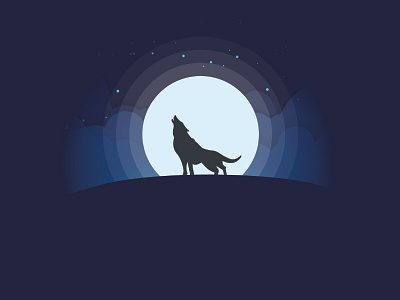 wolf on the hill @tutvid illustration