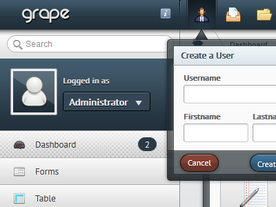 Admin Template - Grape admin blue button form navigation ui ux web