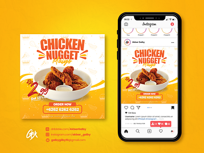 Chicken Nugget Flyer and Poster For Social Media Promotions advertisement advertising banner banner ads banner design chicken feeds flyer flyer design food foodie instagram instagram banner nugget poster poster design social media template templatedesign