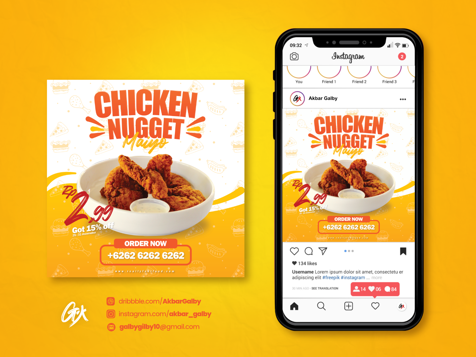 Chicken Nugget Flyer And Poster For Social Media Promotions By Akbar 