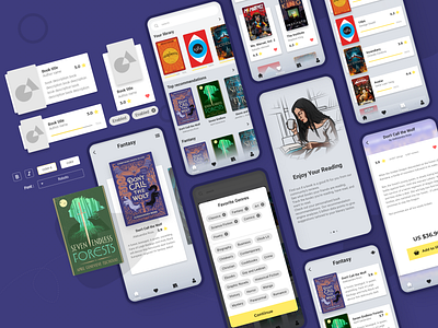 Ebook app + design system android design android kit app book book reader design system trend ui ui kit
