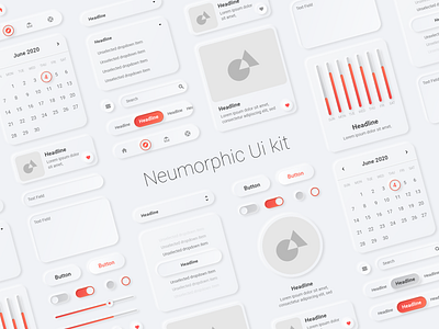 Neumorphic ui kit design design system elements neumorph neumorphic neumorphism skeuomorph skeuomorphism ui ui design ui elements ui kit