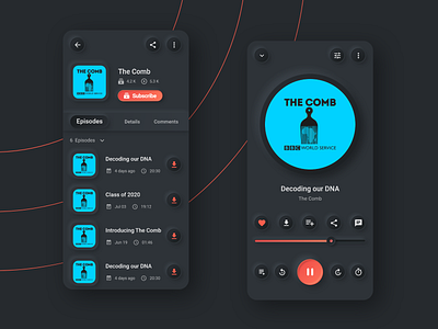 podcast app app concept dark dark theme neumorph neumorphic neumorphism podcast podcast app templates ui design