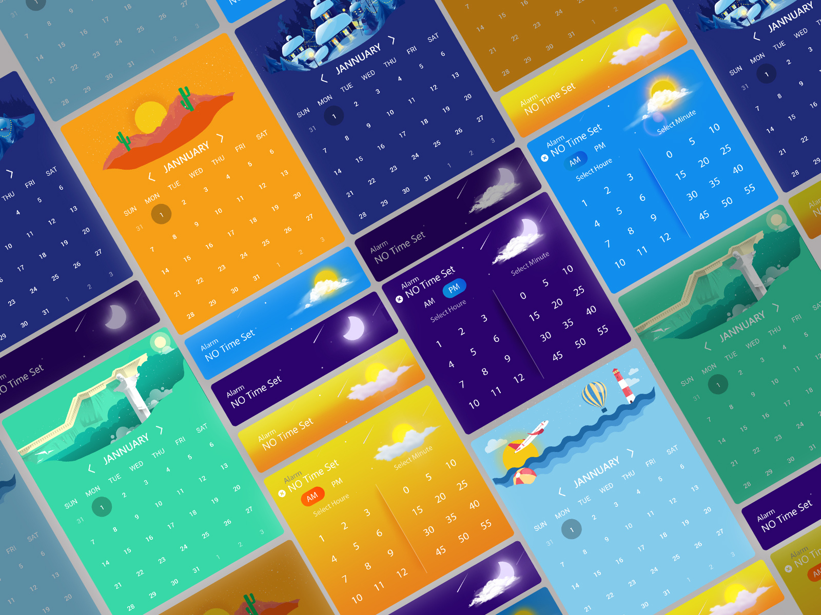 Reminder date and time ui kit by osto design on dribbble
