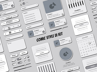 Comic Style Ui Kit comic comic art comic kit comic style comics design design system elements ui ui design ui elements ui kit