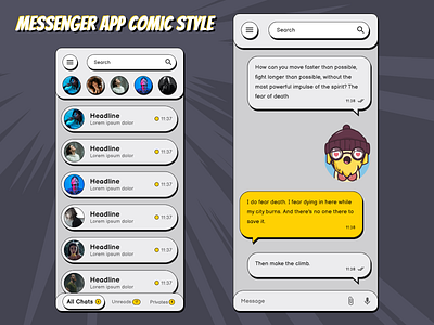 Messenger App Comic Style comic comic art comics design design system elements messenger messenger app ui ui design ui elements ui kit