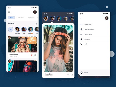 Social Media App design app design concept design minimal social social media story