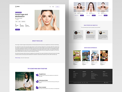 Airbnb Experience Redesign - Light Theme airbnb debut design experienece facial gradient health instructor landingpage lighttheme meditation redesign testimonials web website yoga