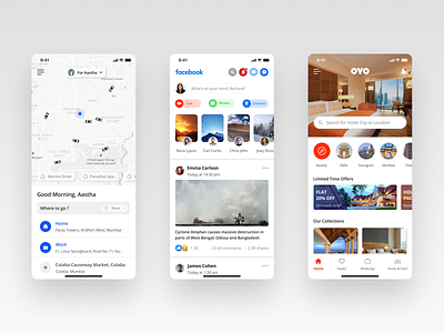 Home Pages Redesign app bookcab bookhotel cab facebook feed gradient holiday hotel ios message mobile notification oyo redesign social travel travellers uber