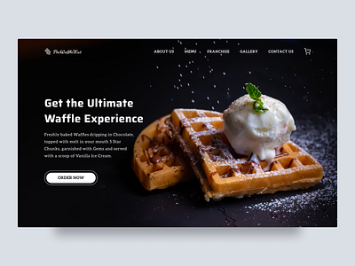 Waffle Hut- Website Hero Section cart chocolate waffles design hero section order now ui ux waffle waffle hut web web design website