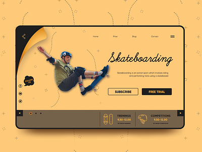 Skateboarding Website Concept Design design illustration photoshop typography ui uidesign uiux ux webdesign website design