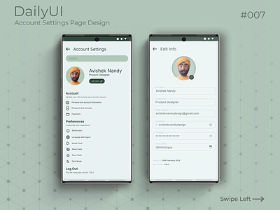 #DailyUI 007/100 - Account Setting Page UI app design design interaction design ui uidesign uiux user experience user interface ux webdesign website design