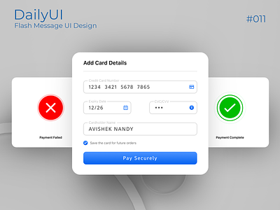#dailyui 011/100 - Flash Message Design UI appdesign design prototype ui uidesign uiux ux webdesign webdesigner website design