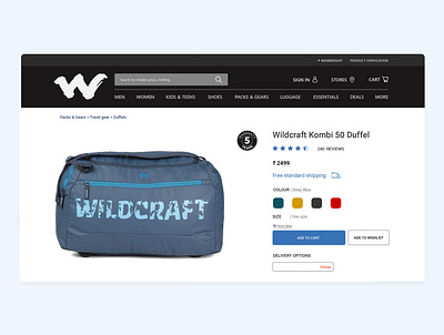 Wildcraft - Duffels adventure brand identity design gears outdoor outdoors travel traveling webdesig website website concept