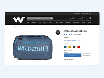 Wildcraft - Duffels adventure brand identity design gears outdoor outdoors travel traveling webdesig website website concept