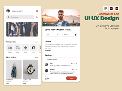 UI Design for e-commerce app app business ui design e commerce ui freelance graphic design mobile app ui