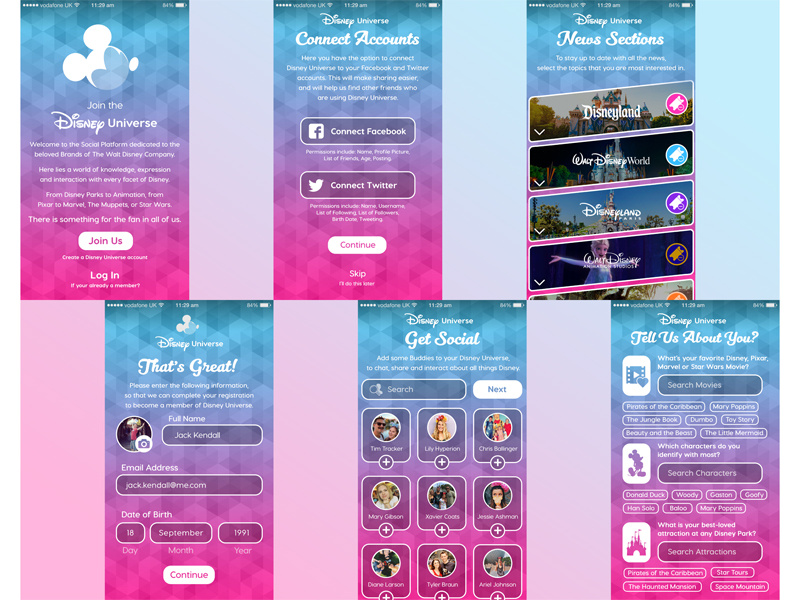 Onboarding Experience for Disney Universe - Social Platform social platform disney universe the walt disney company disney