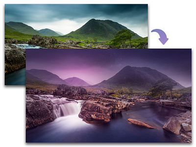 Glencoe photo manipulation - day to night edit