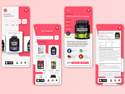 Fitness Supplement Store Mobile Apps Design app design flat icon illustration minimal ui ux vector web