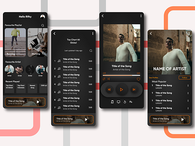 Music Player Mobile Apps UI/UX Design app artist dark mode dark ui design mobile music music player player ui songs ui uidesign uiux ux