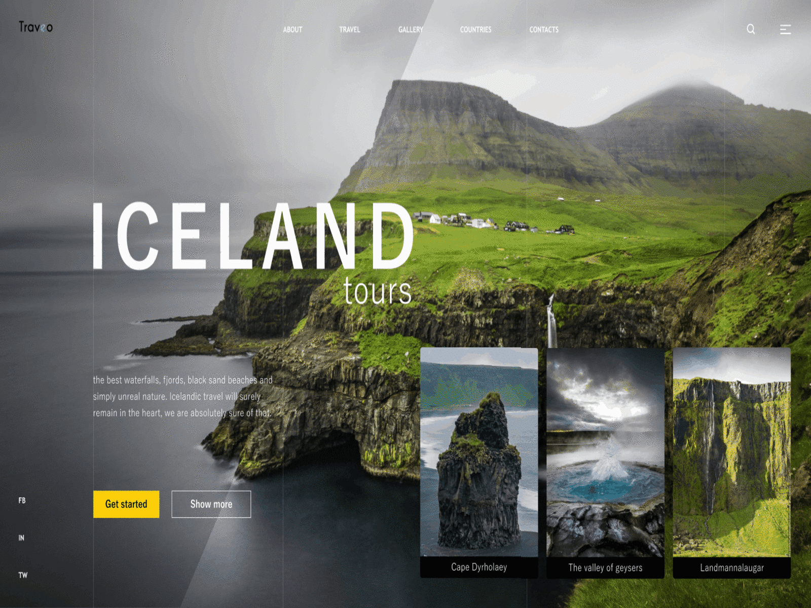 Travel tours to Iceland - Website branding branding design design illustration illustrations photoshop ui ux web website