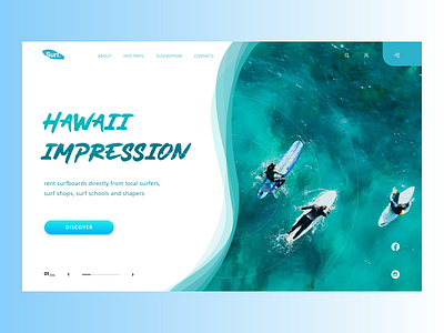 Surfboard rental in Hawaii design illustration landingpage minimal typography ui ux vector web website