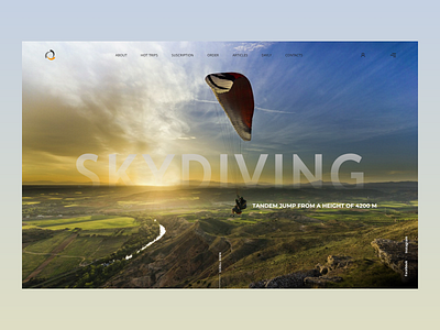 Skydiving Landing Page Concept design illustration inspiration landingpage minimal photoshop typography ui web website xd design