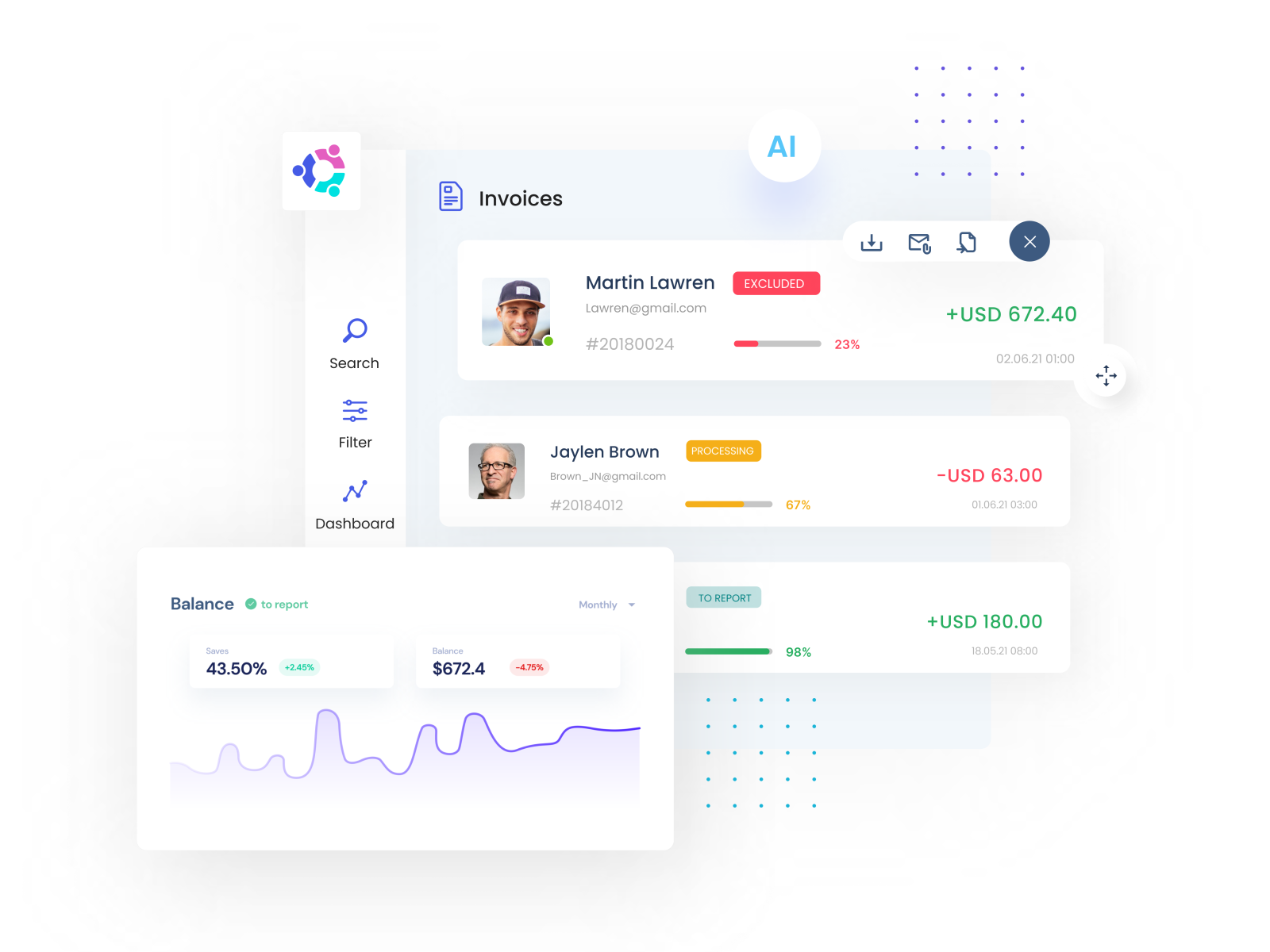 Invoice with Previous Balance by Dmitry Sergushkin on Dribbble