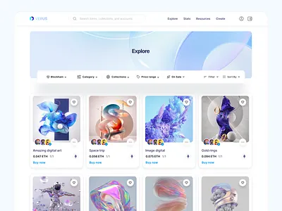 Explore page | NFT Marketplace blockchein blockchein token blockchein ux crypto design filter minimal nft nft marketplace sergushkin token tokens typography ui ux web web 3 web 3 designer web 3.0 website