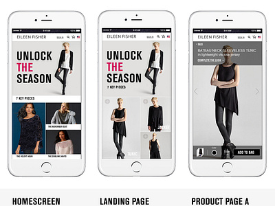 Eileen Fisher mobile shopping experience design ecommence fashion mobile app ui ux