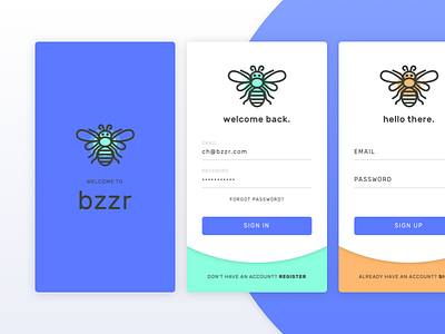 Sign Up – bzzr card landing login minimal mobile onboarding sign in sign up ui ux welcome
