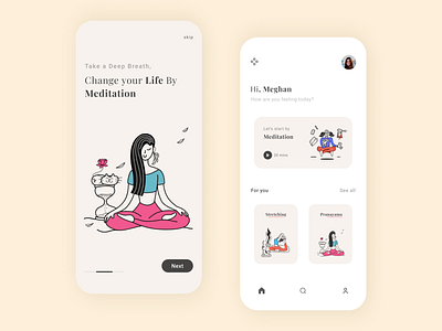 Yoga and Meditation App app meditation mobile ui ui design uiux ux yoga