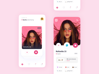 Dating App animation app branding dating app design illustration logo mobile motion graphics pink ui ui design uiux ux