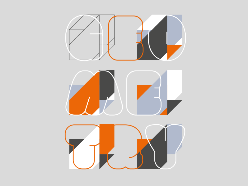 Geometry diagonal experiment experimental form geometric geometry gradient orange outlines tiles typography vector