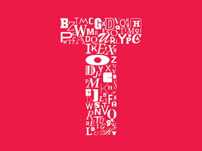 T letter poster red t type white