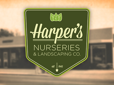 Harpers badge branding green logo modern nature plants retro retro modern shovel