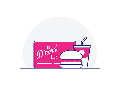 Diners Club Card food illustration infographic line money