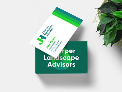 John Harper Business Cards brand clean color green identity illustration leaf mark modern thick