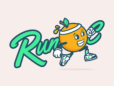 RunOC Main Logo brand character handwritten identity logo marker orange running script
