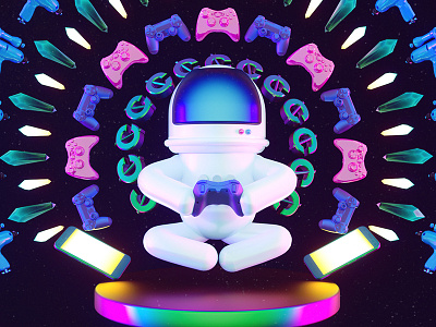 Meditation Render 3d blast c4d gaming helmet money oculus scene space