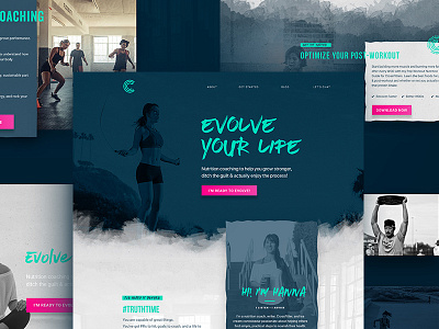 Cavewoman Website Comp balance brand dark ui fitness health landing page typography website workout yin yang zen