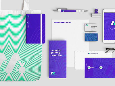Moving Collateral analytics app brand collateral green identity logo medical moving print purple round