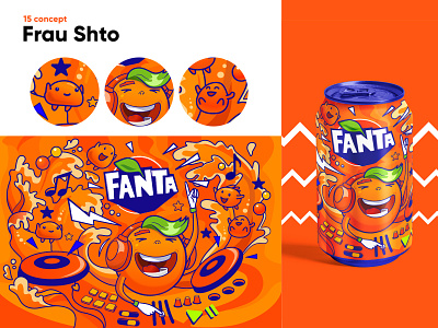 Fanta concept 2d cartoon character concept drink fanta illustration music orange package summer vector