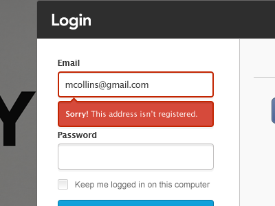 Login Error error sign up