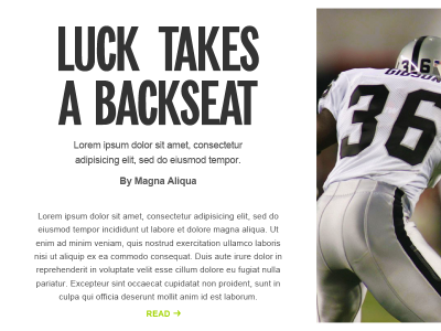 Luck takes a backseat article link typography