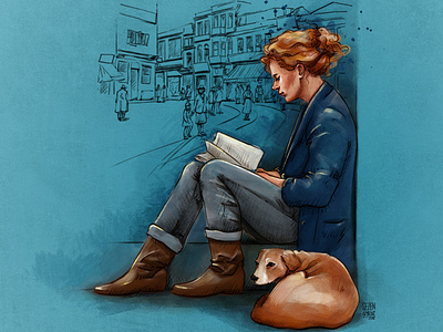 reading book to the dog