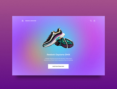 Reebok Landing Page branding design glow illustration landing landing page landingpage product reebok sneakers ui ux web design