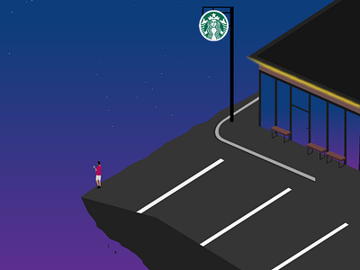 Journey's end. coffee earth evening journey market night portrait sky starbucks stars store street travel vector world